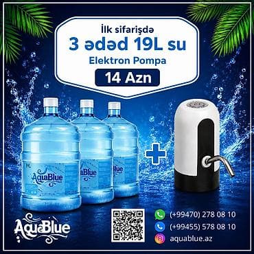 AquaBlue – 19 litrlik içməli sular. 1 ədədi 3.50 Azn. Çatdırılma
