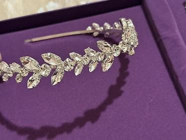 gumis: Kristal daşlı zərif saç taci - Material: gümüşü tonlu metal karkas — 2