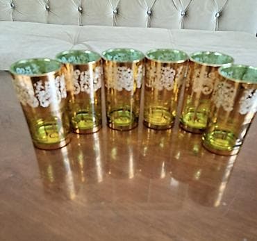 Стаканы, цвет - Золотой, Стекло, Набор из 6 шт. — 1