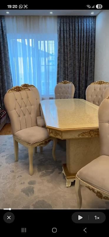 Qonaq otağı üçün, İşlənmiş, Açılan, Oval masa, 6 stul — 1