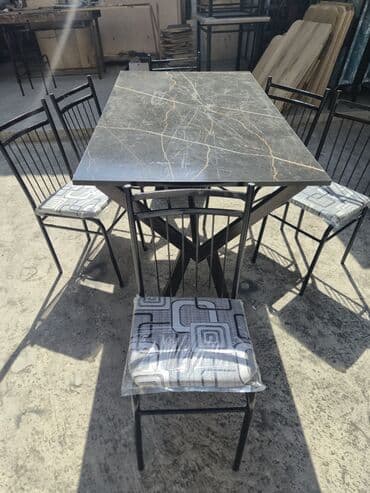 стол для маникюра: Qonaq otağı üçün, Yeni, Açılmayan, Dördbucaq masa, 6 stul — 9