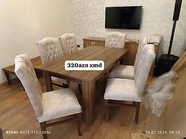 piknik seti: Yemək otağı üçün masa-stul dəsti - Komplekt: 1 masa + 6 stul - Rəng — 1
