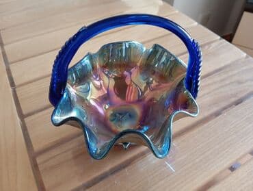 novruz bezeyi: Şüşə dekorativ qablar dəsti - Mavi rəngli, əl işi kimi görünən — 3