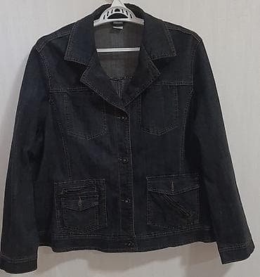 M&S markalı cins gödəkçə - Material: sıx denim (tünd boz/qara — 1