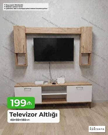 dekor ref: Televizor Altlığı və divar modulu Ölçü: 40 × 50 × 180 sm Material — 1