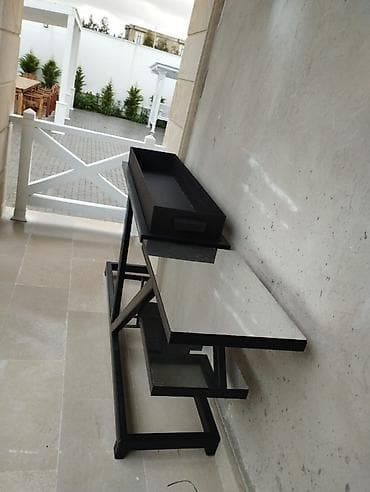 bağ mebelləri: Metall karkaslı barbekü/şamdan üçün servis konsolu - Material: qalın — 2