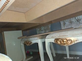 taxta stol stul satiram: Qonaq otağı üçün, İşlənmiş, Açılmayan, Dördbucaq masa, 6 stul — 3