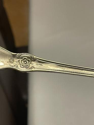 antik şamdan: 12 ədəd klassik süfrə çəngəli dəsti. - Material: gümüşü örtüklü — 3