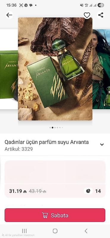 etir parfum: Qadınlar üçün parfüm suyu Faberlic Arvanta Artikul: 3329 Təsvir: - — 1