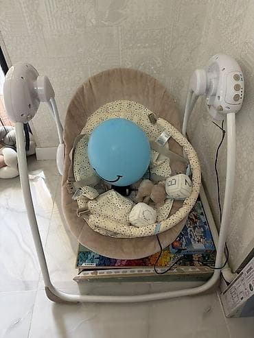 кресло качалка баку: Для девочки и мальчика, Четырехугольная, Колыбель, Без бортиков, Без матраса, С механизмом качания — 1