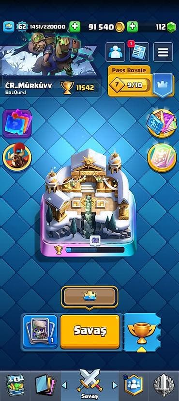 elektro akustik gitara: Clash Royale hesabı - Kral səviyyəsi: 62 - Kupa: 11 542+ - Qızıl: 91 — 1