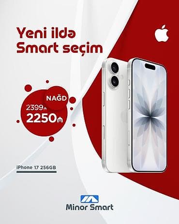 iphone ipad qiymeti: IPhone 17, 256 GB, Ağ, Zəmanət, Kredit, Barmaq izi — 1