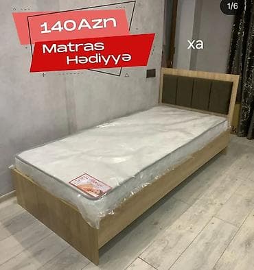 Çarpayılar: Tək nəfərlik çarpayı – matras hədiyyə - Ölçü: təxmini 90x200 sm (tək — 1