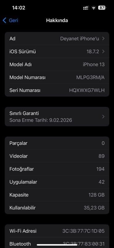 iphon 12 mini: IPhone 13, 128 GB, Ağ, Face ID — 8
