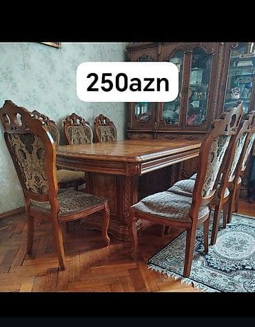 Qonaq otağı üçün, Dördbucaq masa, 6 stul — 1