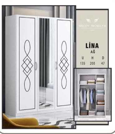 Divanlar: Yeni, 3 qapılı Düz dolab, Qarderob, paltar dolabı — 1