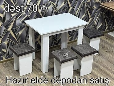 xrom caydan: Mətbəx üçün, Açılmayan, Dördbucaq masa, 4 stul — 1