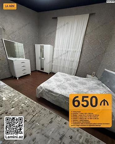 Yataq Dəsti – Kod: 2075 Tərkibi və ölçülər: - Çarpayı: 1 ədəd, 160 × — 1