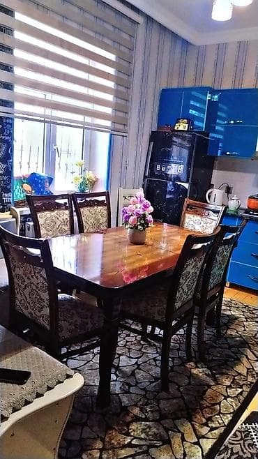 Qonaq otağı üçün, İşlənmiş, Açılan, Kvadrat masa, 6 stul