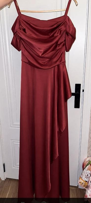 don: Şərab rəngində atlas maxi don 40 ölçü - Material: parlaq, axıcı — 1