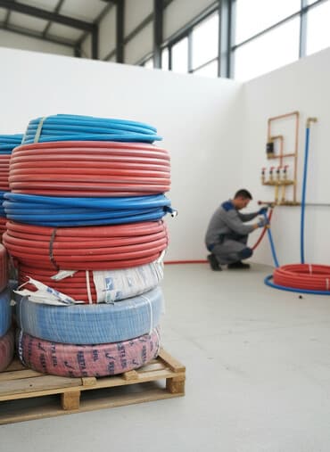 isti döşəmə boruları: PE-X/PE-RT su və istilik sistemi boruları - Rənglər: qırmızı və mavi — 1