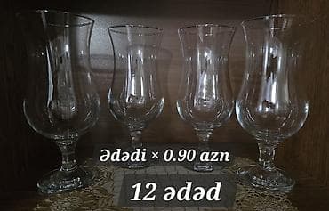 su cen: Qədəhlər, Şüşə, 12 ədədli dəst, Türkiyə — 4