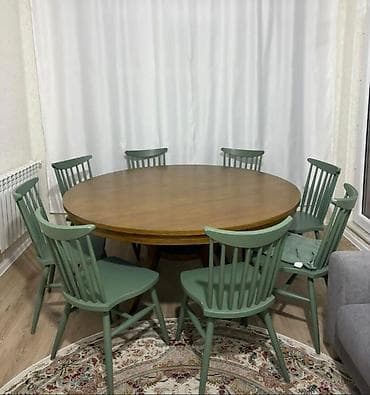 Balkon üçün, İşlənmiş, Oval masa, 8 stul — 1