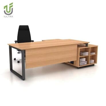 рабочий стол для телефона флай: Mebel: L‑şəkilli rəhbər masa dəsti - Material: ağac teksturalı — 3