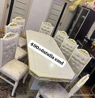 azza tort catdirilma: Qonaq otağı üçün, Yeni, Açılmayan, Dördbucaq masa, 6 stul — 1