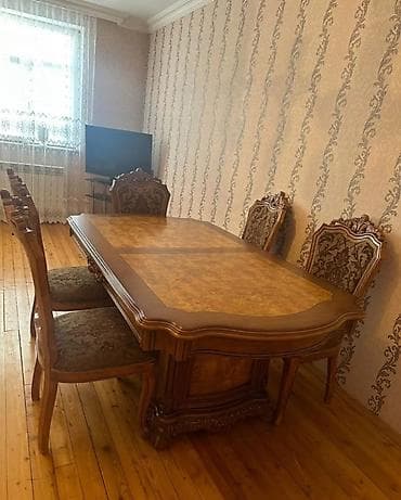 Qonaq otağı üçün, İşlənmiş, Açılan, Oval masa, 6 stul