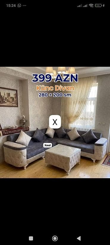 Künc divan dəsti – 280 × 200 sm - Rahat L formalı künc divan, oturma lalafo.az -da Künc divan dəsti – 280 × 200 sm - Rahat L formalı künc divan, oturma
