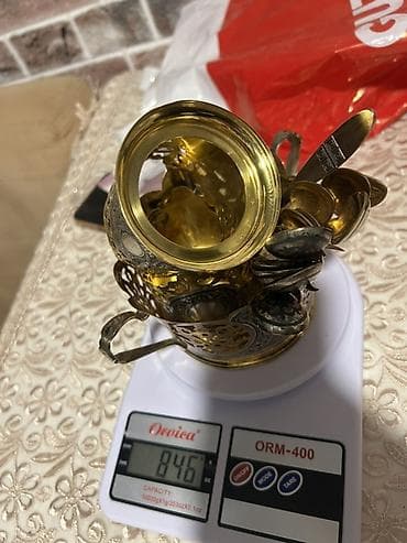 serviz: Çay dəsti, rəng - Gümüşü, Metal, SSRİ — 2