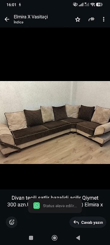 divan satisi: Künc divan, Açılan, Bazalı, Çatdırılma yoxdur — 1