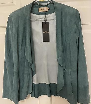 DESA markalı qadın üst geyimi – süet effektli, açıq yaşıl-mavi