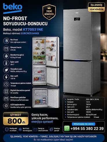 a 95: İşlənmiş 2 qapılı Beko Soyuducu Satılır, rəng - Gümüşü, Dolab içi — 1