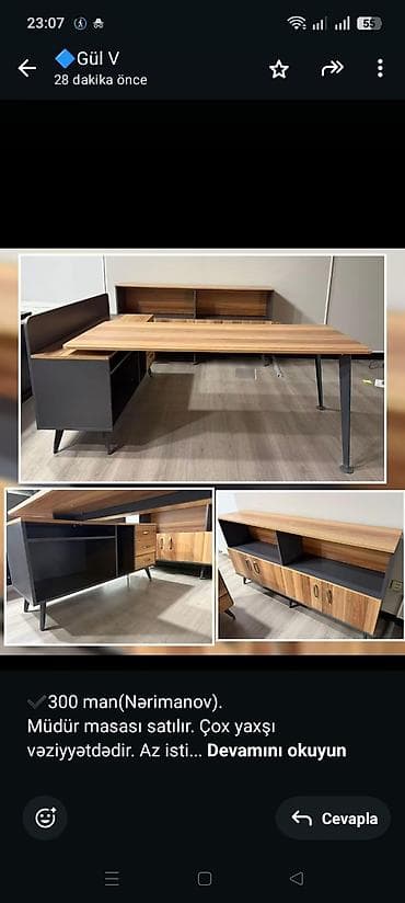 ✔️300 man(Nərimanov). Müdür masası satılır. Çox yaxşı vəziyyətdədir