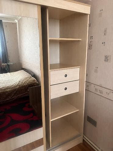 2 qapılı, Güzgülü, Bej, Taxta, Kupe, Düz dolab