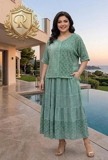 Dəstlər, kostyumlar: Qadın dəsti – bluz və ətək - Model: iki hissəli yay dəsti - Üst — 2