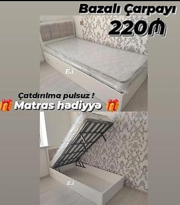 ikili carpayı: Yeni, Təknəfərlik çarpayı, Bazalı, Matras ilə — 1
