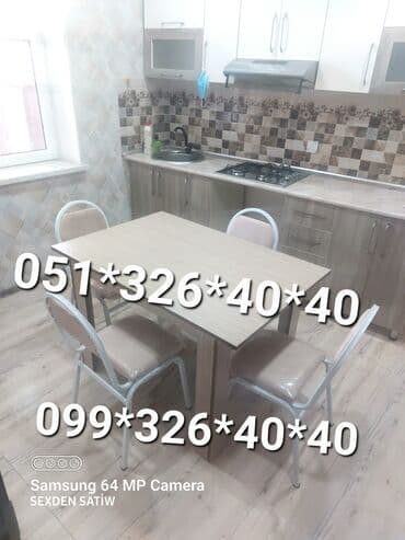 Masa və oturacaq dəstləri: Mətbəx üçün, Yeni, Dördbucaq masa, 4 stul — 1
