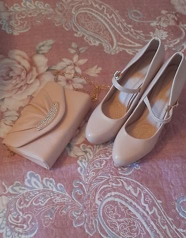 dəri ayaqqabi: Tuflilər, Ölçü: 40, rəng - Bej, İşlənmiş — 2