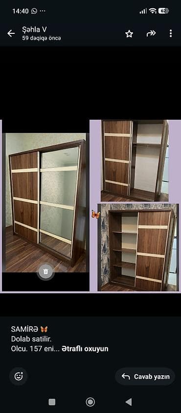 Ev və bağ: 077 613 12 74 Sürüşmə qapılı şkaf - Material: ağac teksturalı — 1