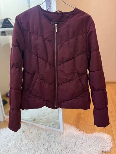 женские стеганные куртки: 2 defe geyinilib 170 azn alinib Bordo rəngli qadın puf şişmə — 1