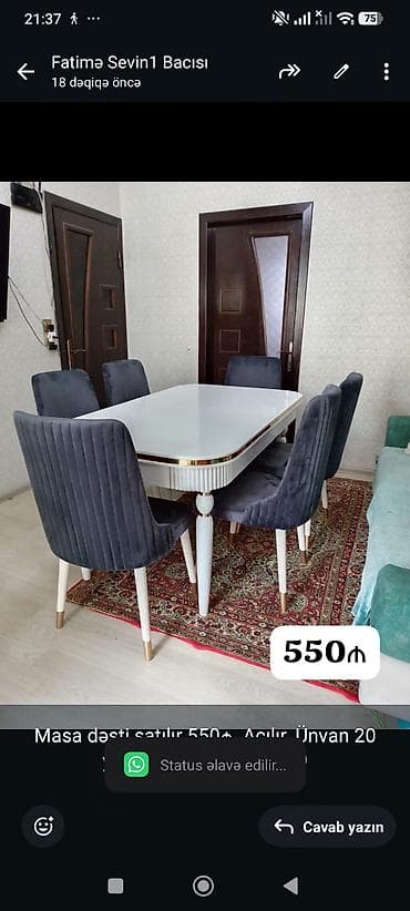 Мебель: Masa dəsti satılır 550₼. Açılır. Ünvan 20 yanvar. 1532. Fatimə99 — 1