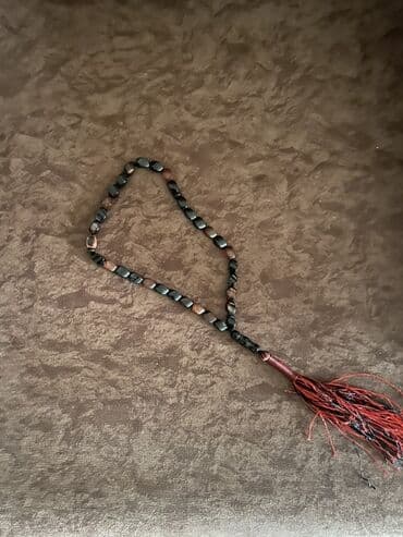 Aqat təbii daşdan əl istehsalı təsbeh - Material: daş efektli