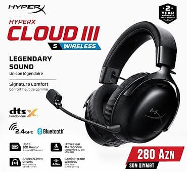 Yeni Simsiz (Bluetooth) Qulaqcıqlar, HyperX, rəng - Qara — 2