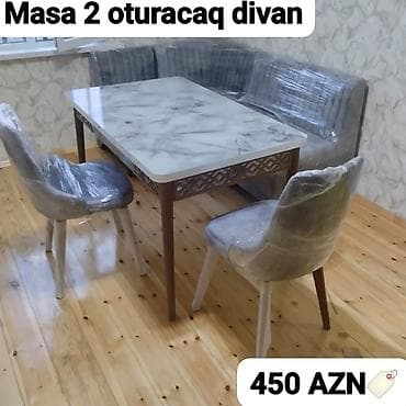 kuxna bebeli: Mətbəx üçün, Açılmayan, Dördbucaq masa, 2 stul — 3