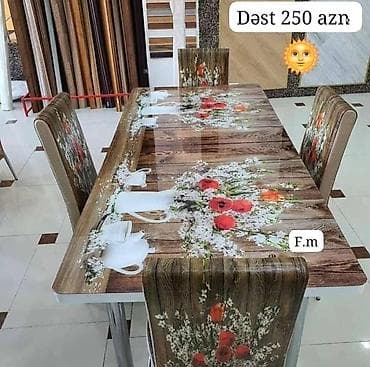 Mətbəx üçün, Yeni, Açılan, Dördbucaq masa, 4 stul