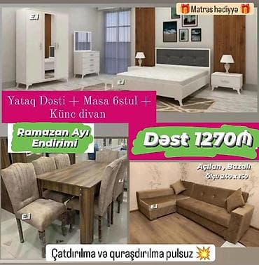 Yataq dəsti + Künc divan+ Masa dəsti __Cəmi 1270Azn💥 ✔️Matras hədiyyə