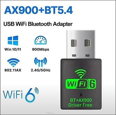 AX900 + BT5.4 USB Wi‑Fi Bluetooth Adapter Xüsusiyyətlər: - Wi‑Fi 6